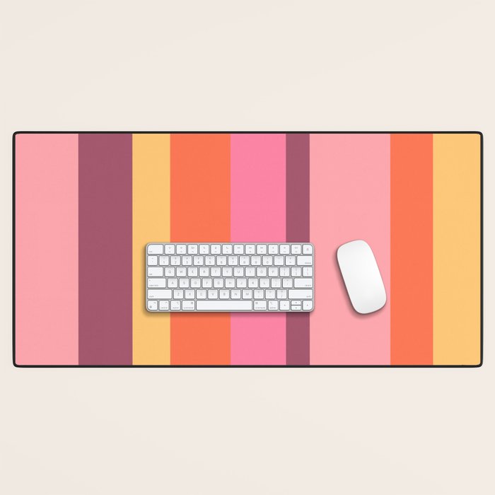 Retro Modern Vertical Stripe Pattern Pink Orange Yellow Purple  Desk Mat Gallery Image 1