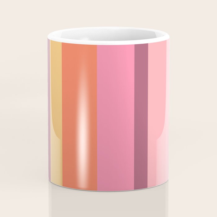 Retro Modern Vertical Stripe Pattern Pink Orange Yellow Purple  Coffee Mug Gallery Image 4