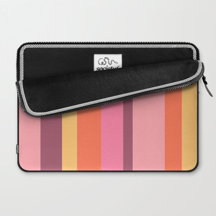 Retro Modern Vertical Stripe Pattern Pink Orange Yellow Purple  Laptop Sleeve Gallery Image 2