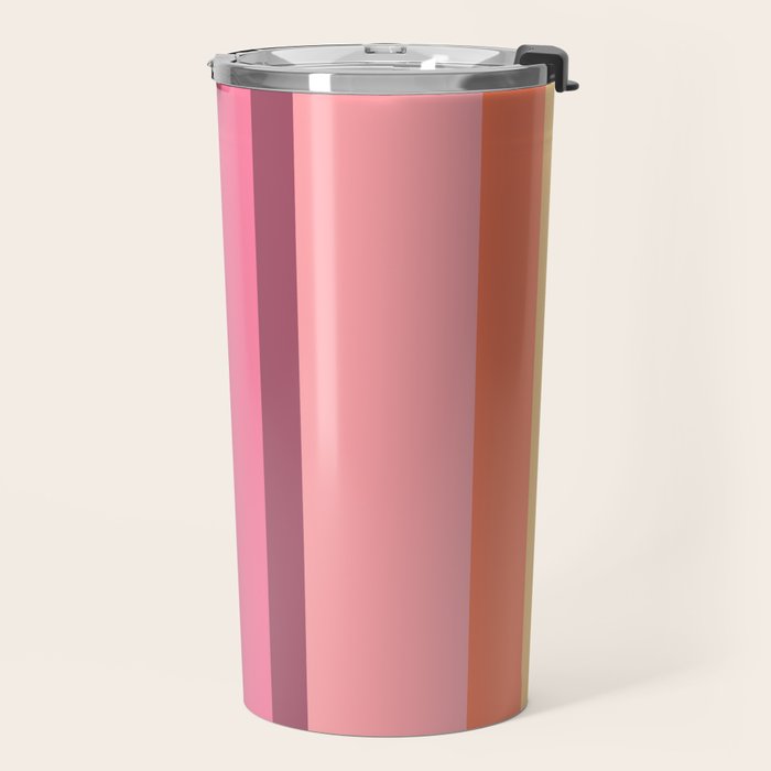 Retro Modern Vertical Stripe Pattern Pink Orange Yellow Purple  Travel Mug Gallery Image 2
