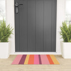 Retro Modern Vertical Stripe Pattern Pink Orange Yellow Purple  Welcome Mat Gallery Image 3