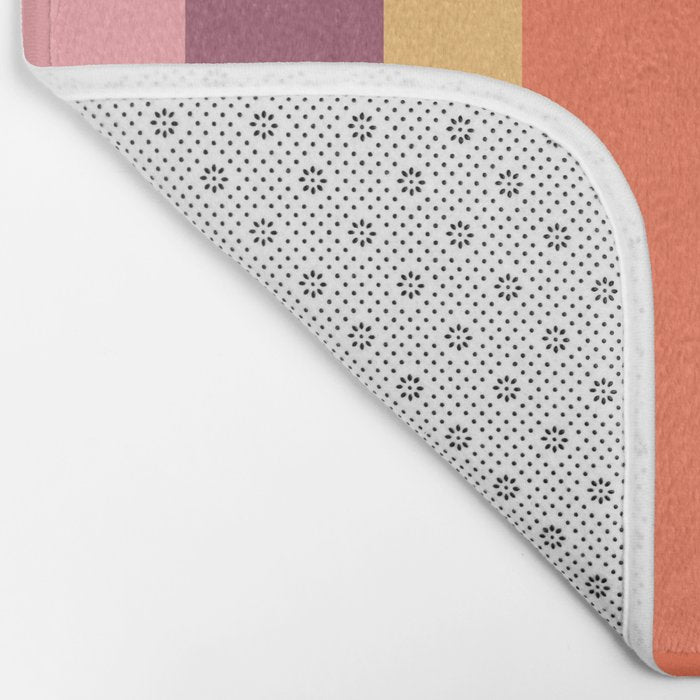 Retro Modern Vertical Stripe Pattern Pink Orange Yellow Purple  Bath Mat Gallery Image 2