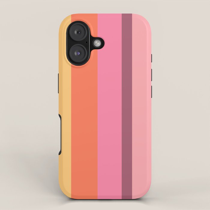 Retro Modern Vertical Stripe Pattern Pink Orange Yellow Purple  iPhone Case Gallery Image 1