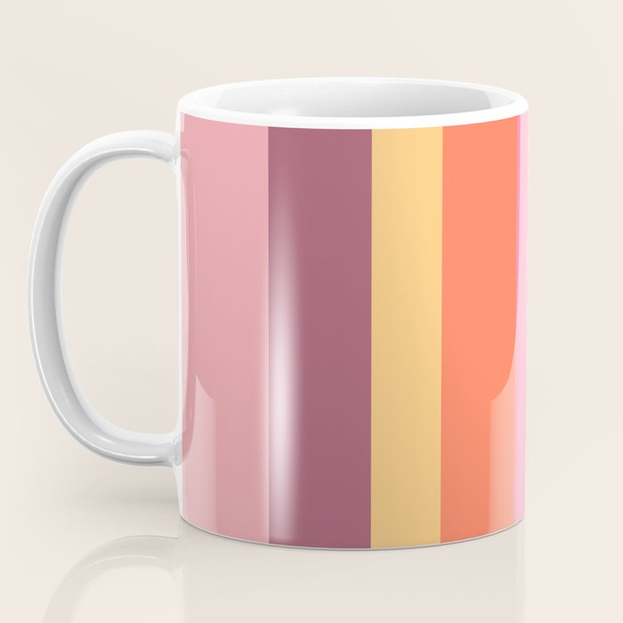 Retro Modern Vertical Stripe Pattern Pink Orange Yellow Purple  Coffee Mug Gallery Image 3