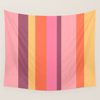 Retro Modern Vertical Stripe Pattern Pink Orange Yellow Purple  Wall Tapestry Gallery Image 4