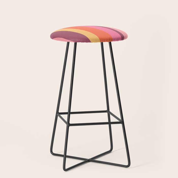 Retro Modern Vertical Stripe Pattern Pink Orange Yellow Purple  Stool Gallery Image 1
