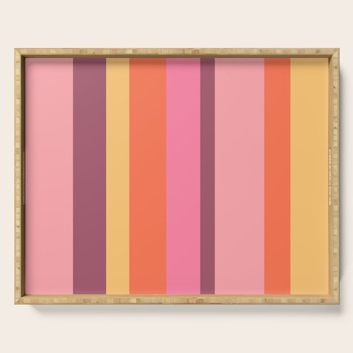 Retro Modern Vertical Stripe Pattern Pink Orange Yellow Purple  Serving Tray Gallery Image 1