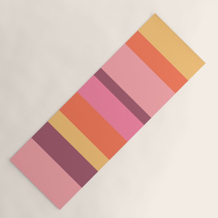 Retro Modern Vertical Stripe Pattern Pink Orange Yellow Purple  Yoga Mat Gallery Image 1