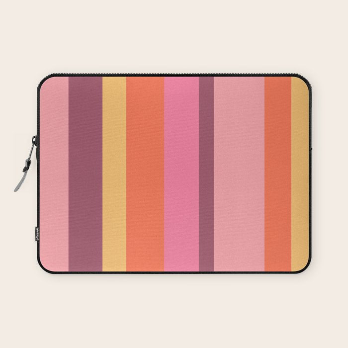Retro Modern Vertical Stripe Pattern Pink Orange Yellow Purple  Laptop Sleeve Gallery Image 1