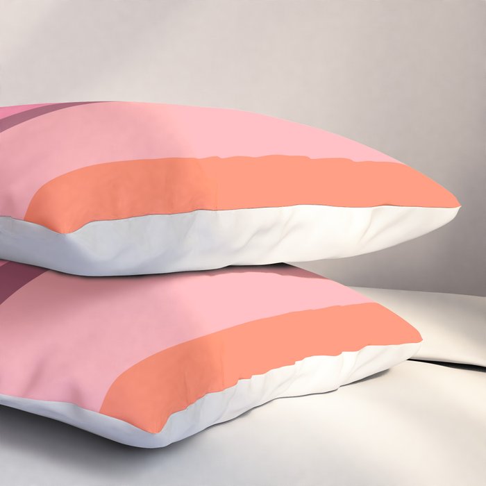 Retro Modern Vertical Stripe Pattern Pink Orange Yellow Purple  Pillow Sham Gallery Image 3
