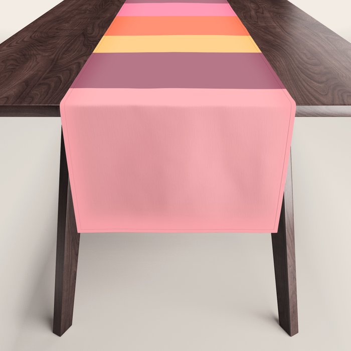 Retro Modern Vertical Stripe Pattern Pink Orange Yellow Purple  Table Runner Gallery Image 1