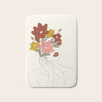 Colorful Thoughts Minimal Line Art Woman with Magnolia Bath Mat Gallery Image 1