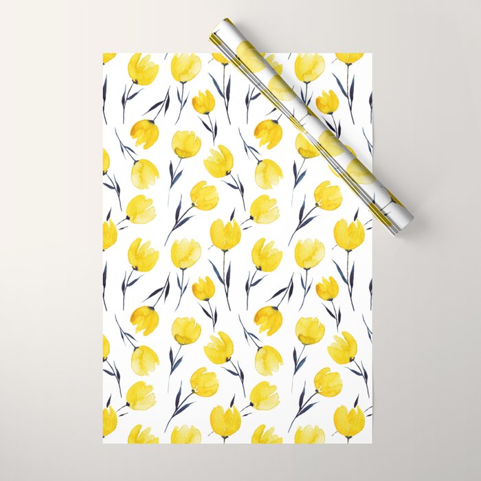 Yellow Tulips | Watercolour Pattern Wrapping Paper Gallery Image 1