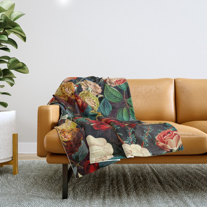 Night Botanical Forest Throw Blanket Gallery Image 1