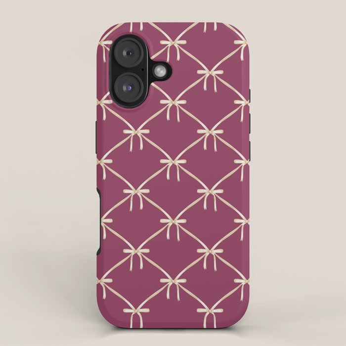 Bows & Ribbons Pattern XXXIII Plum Purple iPhone Case Gallery Image 1