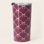 Bows & Ribbons Pattern XXXIII Plum Purple Travel Mug Gallery Image 3