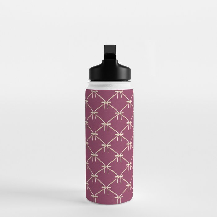 Bows & Ribbons Pattern XXXIII Plum Purple Water Bottle Gallery Image 3