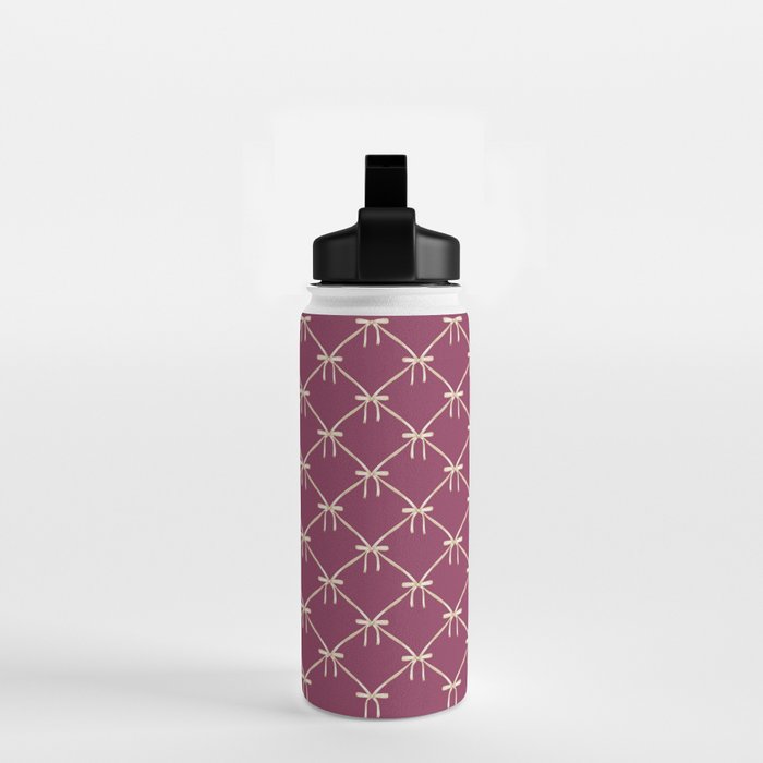 Bows & Ribbons Pattern XXXIII Plum Purple Water Bottle Gallery Image 2