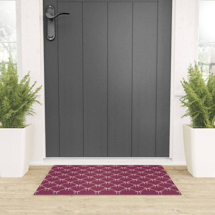 Bows & Ribbons Pattern XXXIII Plum Purple Welcome Mat Gallery Image 3