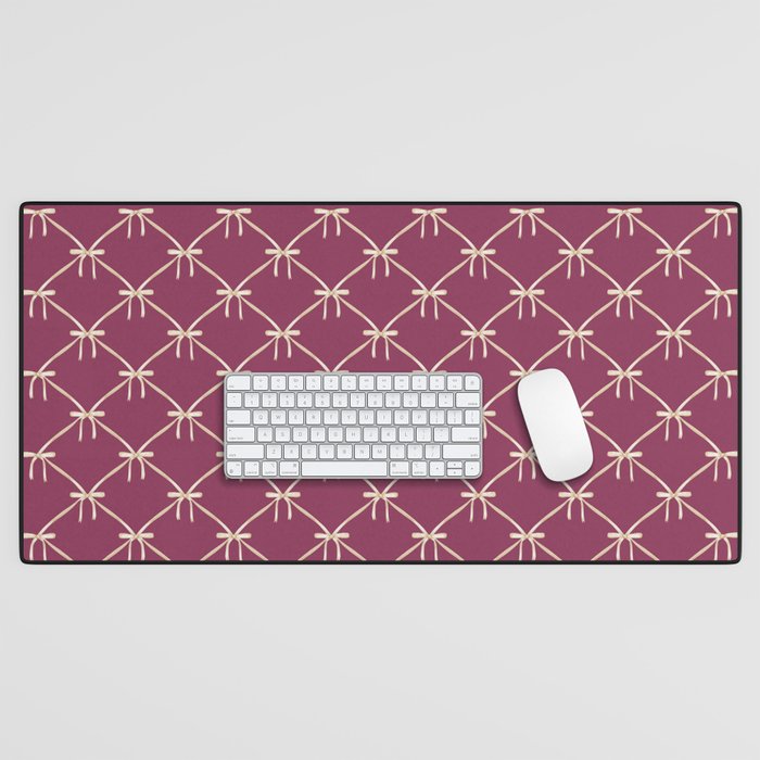 Bows & Ribbons Pattern XXXIII Plum Purple Desk Mat Gallery Image 1