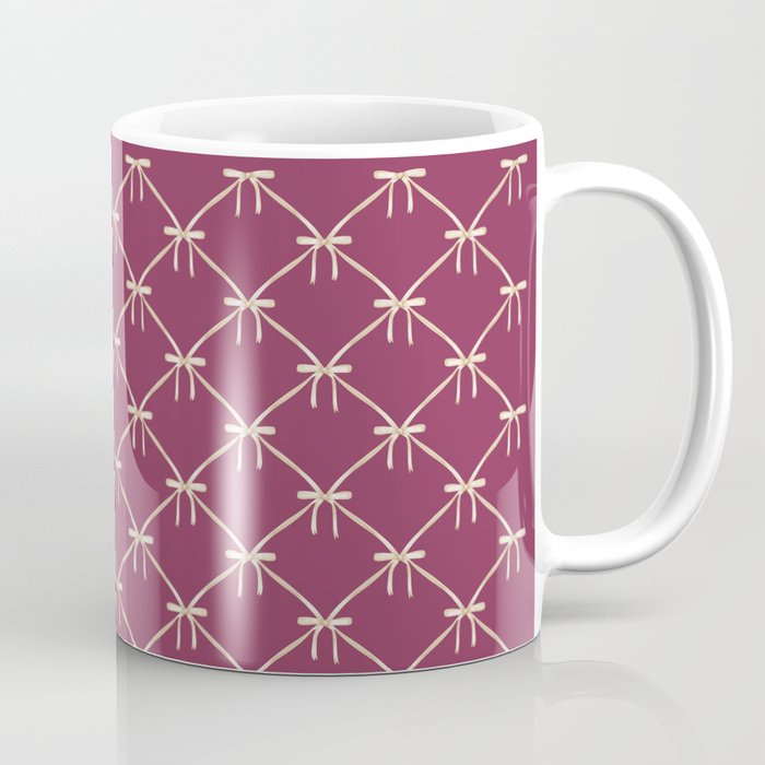 Bows & Ribbons Pattern XXXIII Plum Purple Coffee Mug Gallery Image 1