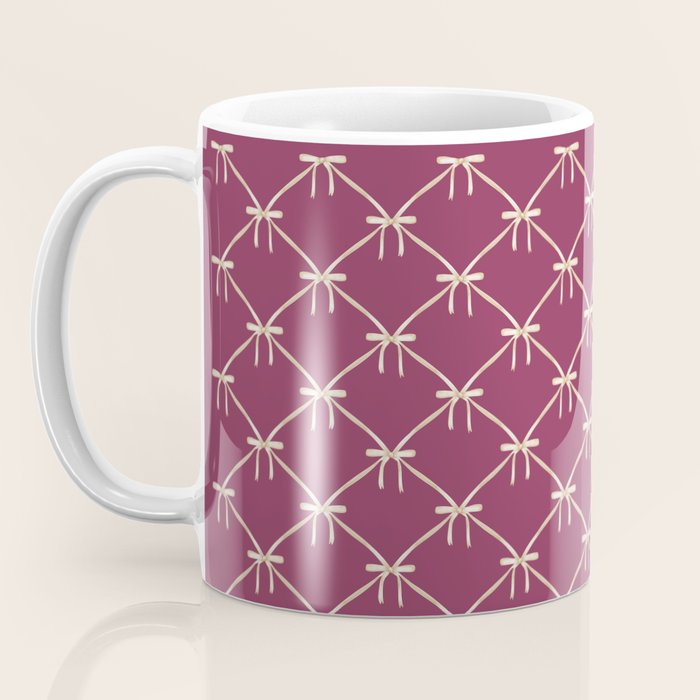 Bows & Ribbons Pattern XXXIII Plum Purple Coffee Mug Gallery Image 3