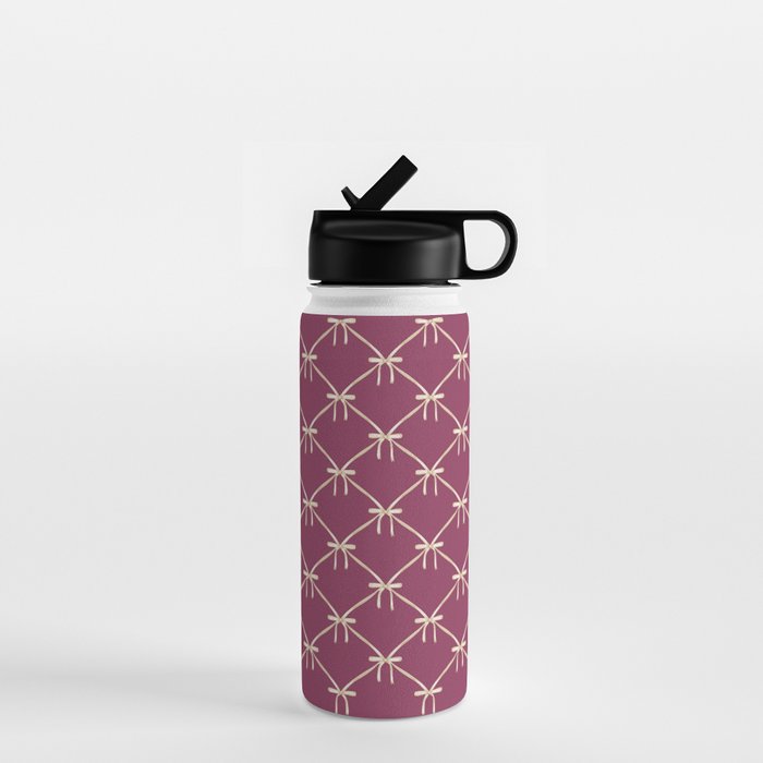 Bows & Ribbons Pattern XXXIII Plum Purple Water Bottle Gallery Image 1