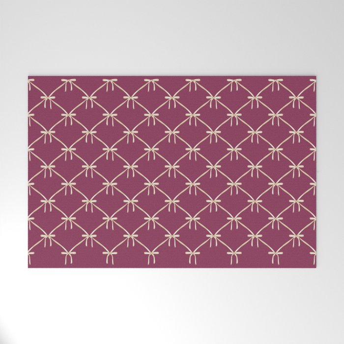 Bows & Ribbons Pattern XXXIII Plum Purple Welcome Mat Gallery Image 1