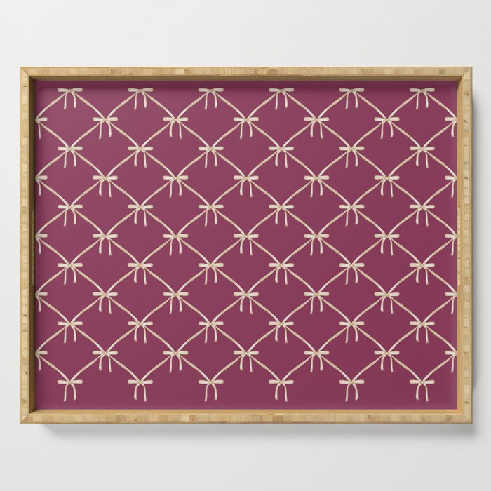 Bows & Ribbons Pattern XXXIII Plum Purple Serving Tray Gallery Image 1