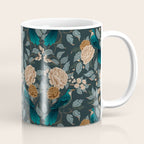 Spring Song - Dark Teal Birds and Floral Print Coffee Mug Gallery Image 1