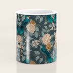 Spring Song - Dark Teal Birds and Floral Print Coffee Mug Gallery Image 4