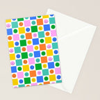 Colorful happy face checkered pattern art Stationery Card Gallery Image 2