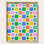 Colorful happy face checkered pattern art Serving Tray Gallery Image 1