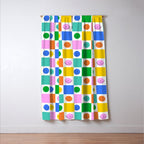 Colorful happy face checkered pattern art Window Curtain Gallery Image 3