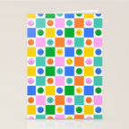 Colorful happy face checkered pattern art Stationery Card Gallery Image 2