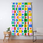 Colorful happy face checkered pattern art Window Curtain Gallery Image 5