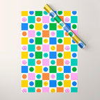 Colorful happy face checkered pattern art Wrapping Paper Gallery Image 1