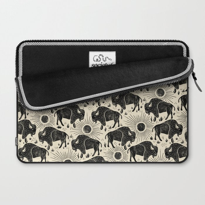 Bison - black and cream Laptop Sleeve Gallery Image 2