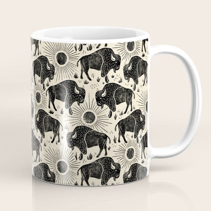 Bison - black and cream Coffee Mug Gallery Image 1