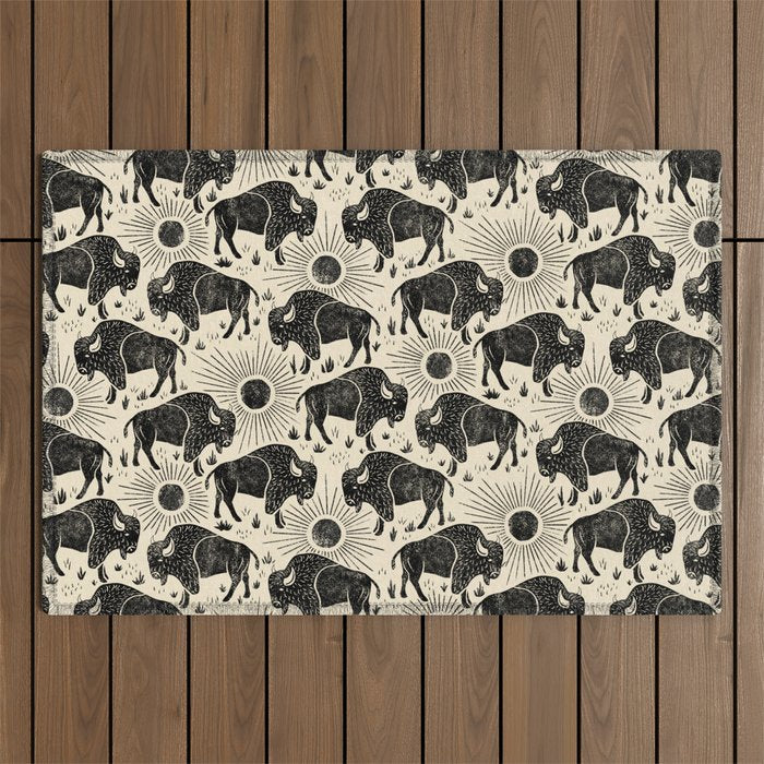 Bison - black and cream Outdoor Rug Gallery Image 1