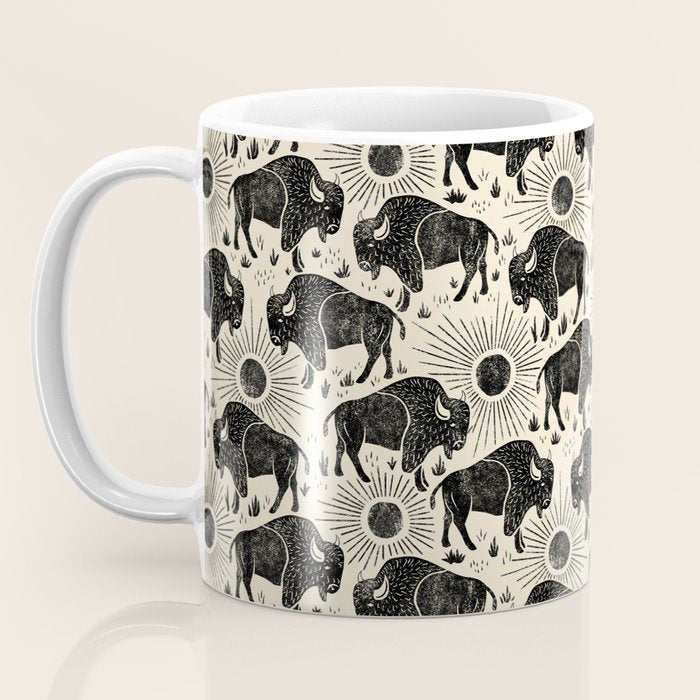 Bison - black and cream Coffee Mug Gallery Image 3