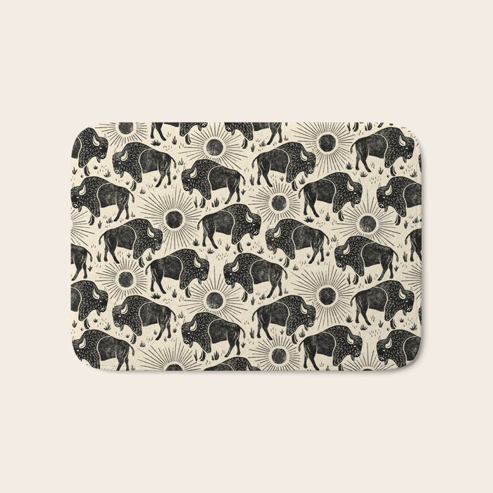 Bison - black and cream Bath Mat Gallery Image 1