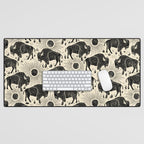 Bison - black and cream Desk Mat Gallery Image 1