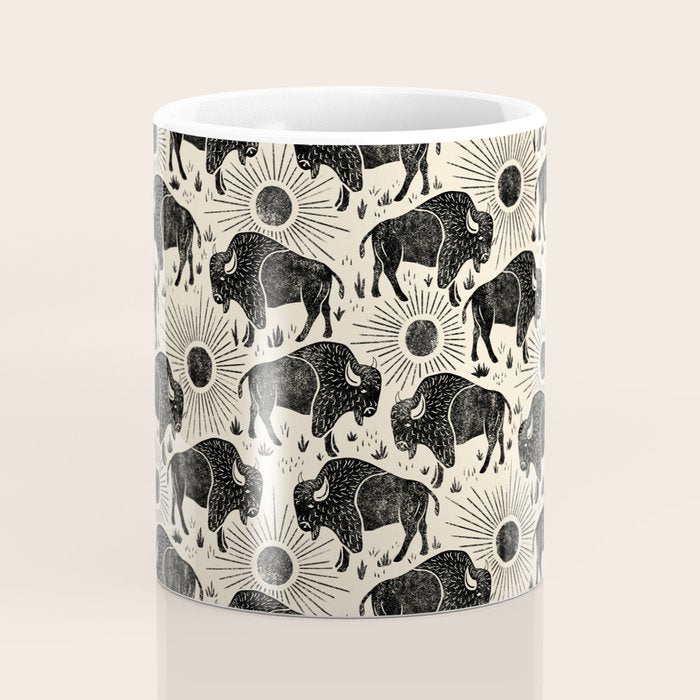 Bison - black and cream Coffee Mug Gallery Image 4