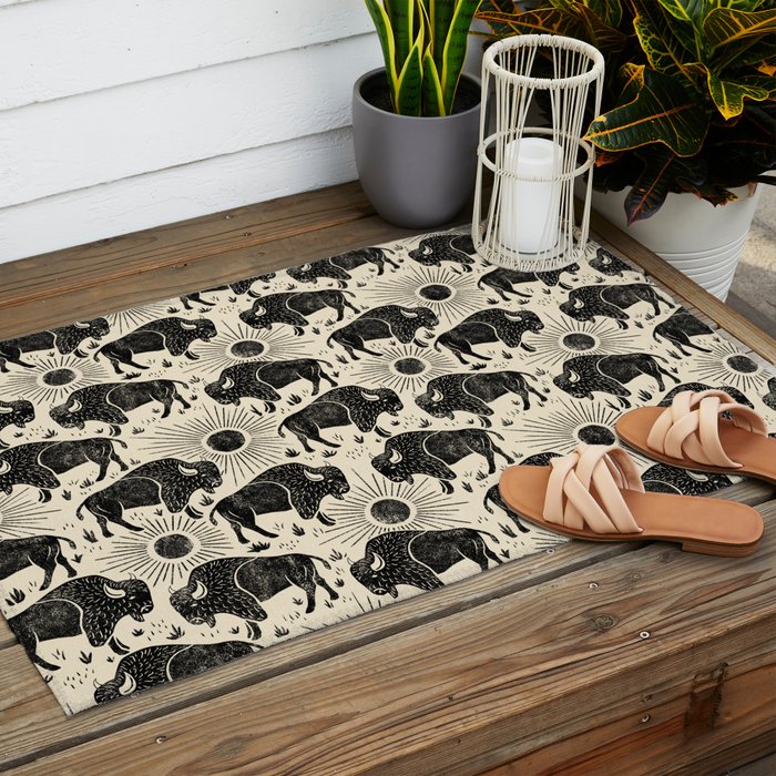 Bison - black and cream Outdoor Rug Gallery Image 2
