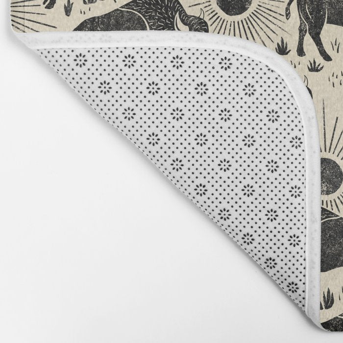 Bison - black and cream Bath Mat Gallery Image 2
