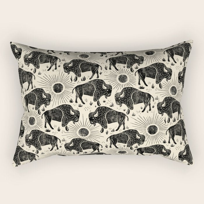 Bison - black and cream Rectangular Pillow