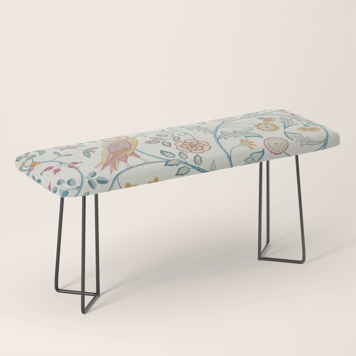 William Morris Newill Owl Art Indigo Saffron Vintage Pattern Bench Gallery Image 1