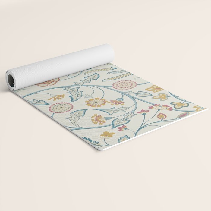 William Morris Newill Owl Art Indigo Saffron Vintage Pattern Yoga Mat Gallery Image 2