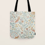 William Morris Newill Owl Art Indigo Saffron Vintage Pattern Tote Bag Gallery Image 1